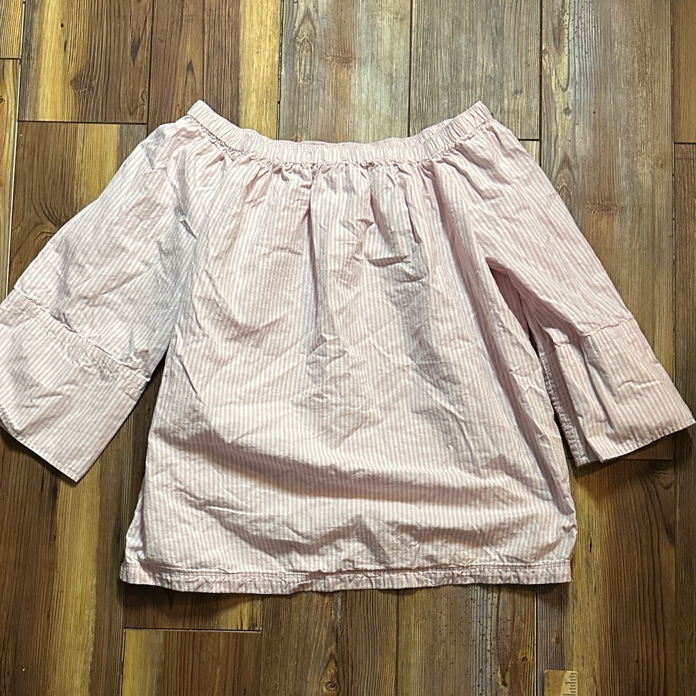 Free Assembly Pink Stripe Off-Shoulder Women's Top Small - Picture 5 of 9